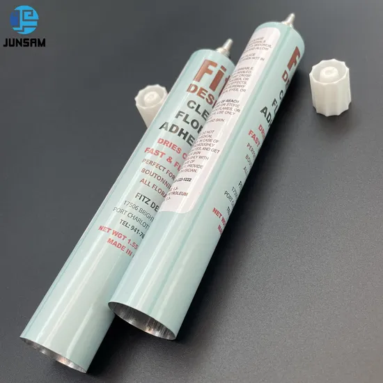 Empty Aluminum Glue Applicator with White Screw Cap
